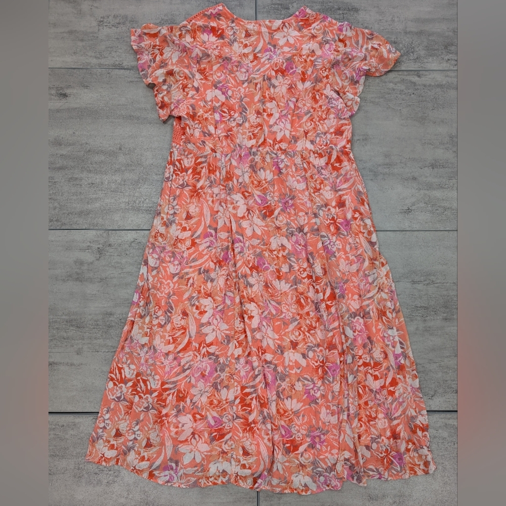Torrid Women's Orange Floral Short Sleeve Maxi Dress Size 3x - Picture 12 of 12